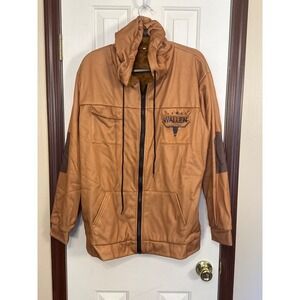 Wallen Graphic Hoodie Full Zip Up‎ Faux Suede Jacket Western XL